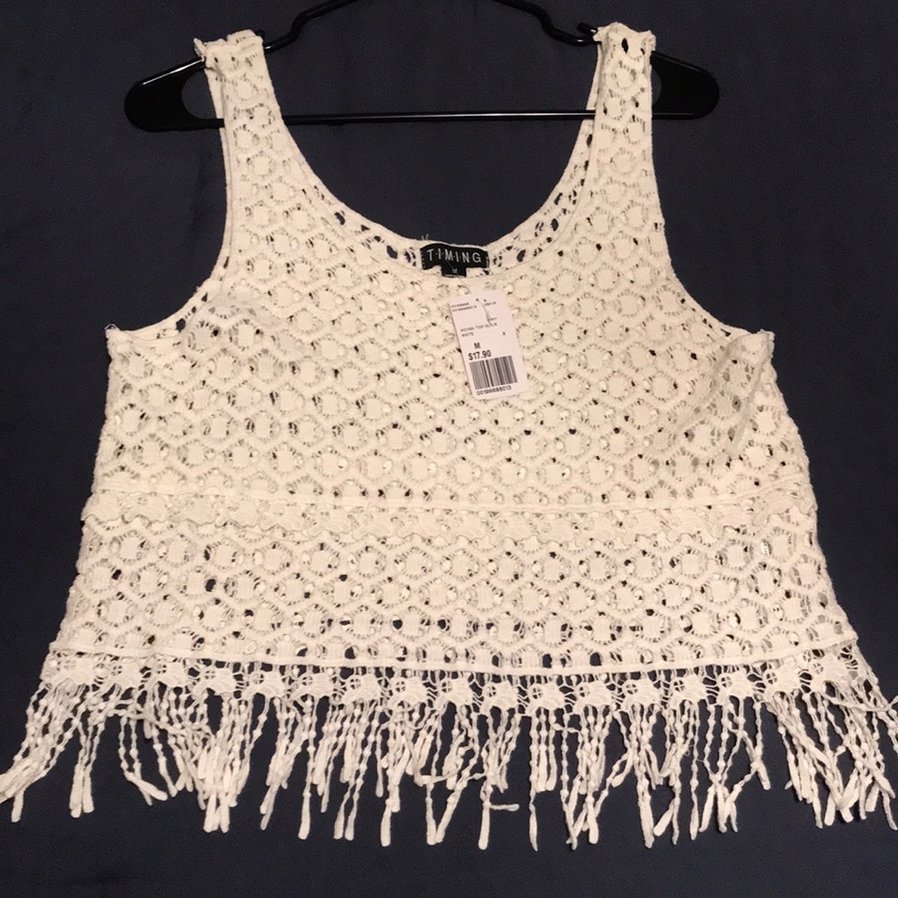 White Knitted/woven Women’s Crop Top